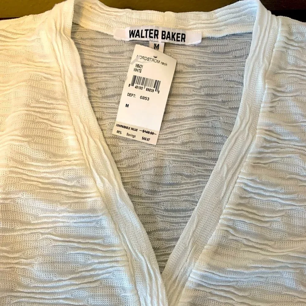 Walter Baker Women’s  Melinda V-neck button down white top cardigan size M, NWT